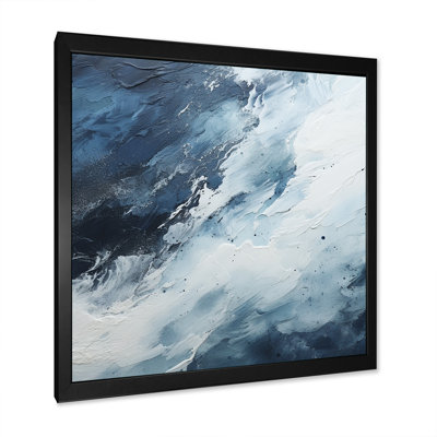 Minimalisme, peinture noire et bleue, vague I - impressions sur toile abstraites