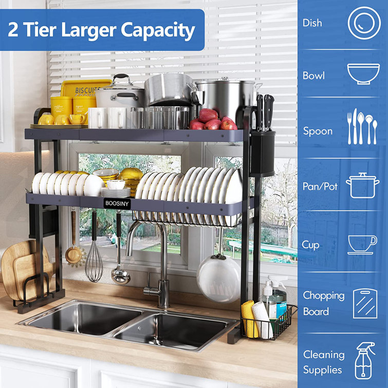 Boosiny Dish Racks for Kitchen Counter, 304 Stainless Steel Large
