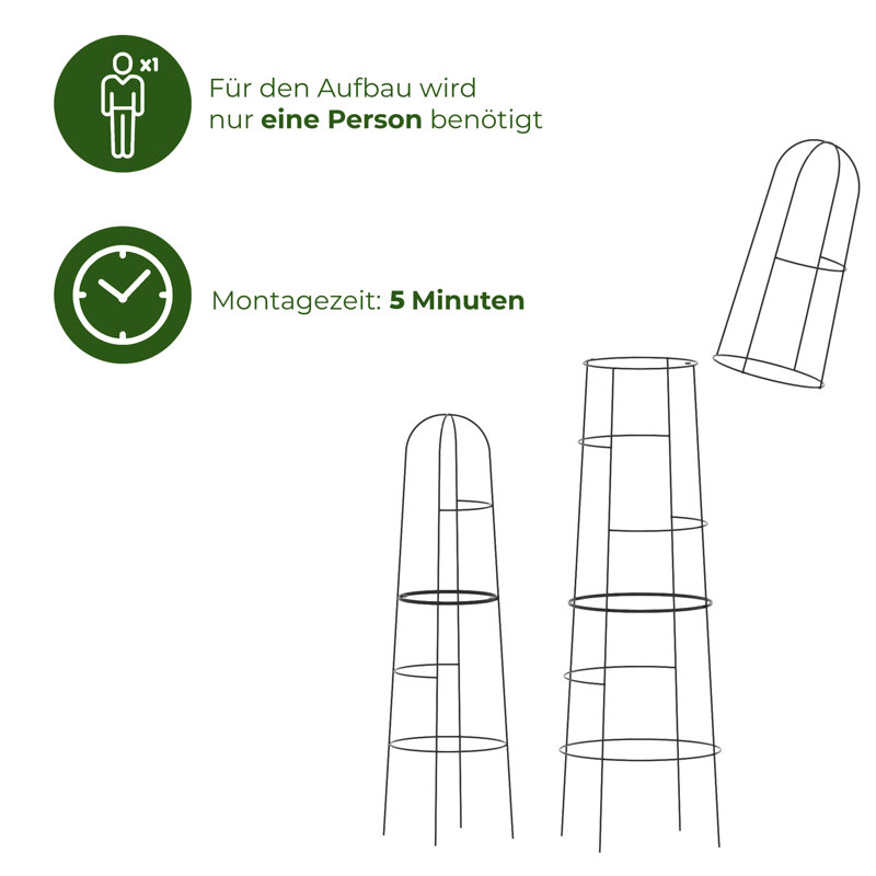 Anyree Metal Plant Support, 195cm H x 48cm W x 48cm D, 2