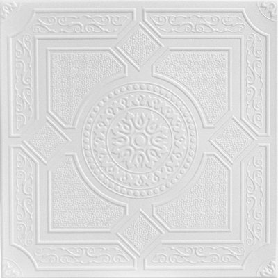 Tuile de plafond en polystyrène à coller 1,6 pi x 1,6 pi Kensington Gardens