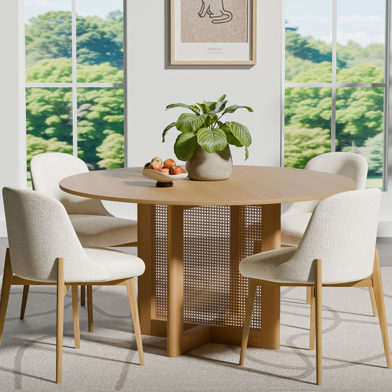 Ensemble de chaises de table rondes en bois, Naturel, H 30 po x L 52 po x l 52 po