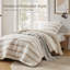 Édredon 3 pièces pour lit double / rayé teint en laine-126254168-126254171
