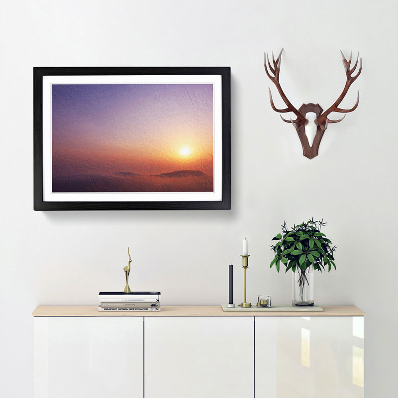 Sunrise Above the Mountains - Picture Frame Painting Print, Black Framed, 27cm H x 36cm W x 2cm D