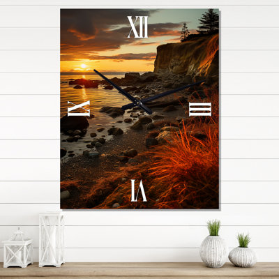 Vibrant Costal Clift - Coastal Modern Wall Clock