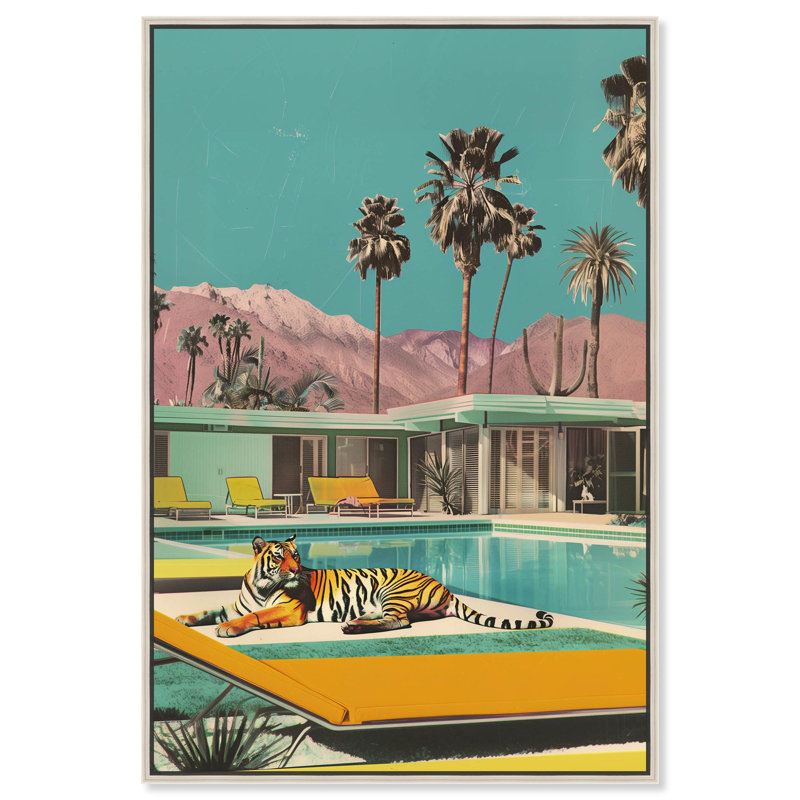 Art, art moderne, toile Tiger, Silver Floater Framed, 55" H x 37" W