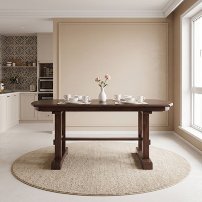 Ensemble de table de salle à manger en bois 5 pièces avec rallonge amovible, table extensible et 4 chaises rembourrées
