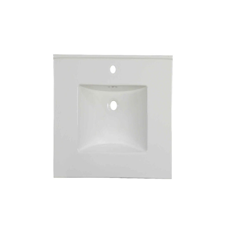 Plateau de meuble-lavabo simple 20,2 po en blanc avec lavabo et robinet