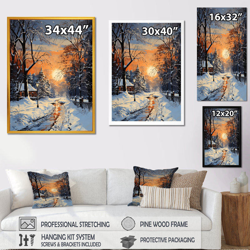 «Path Into Winter Forest IV - Winter Landscape», art mural, Cadre flottant blanc, H 20 po x l 12 po x P 1 po