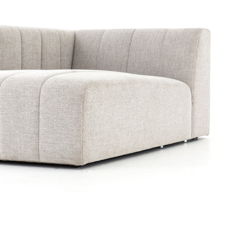 Chaise longue rembourrée Bowry, Light Grey Napa Sandstone, Accoudoir à gauche (vu de face)
