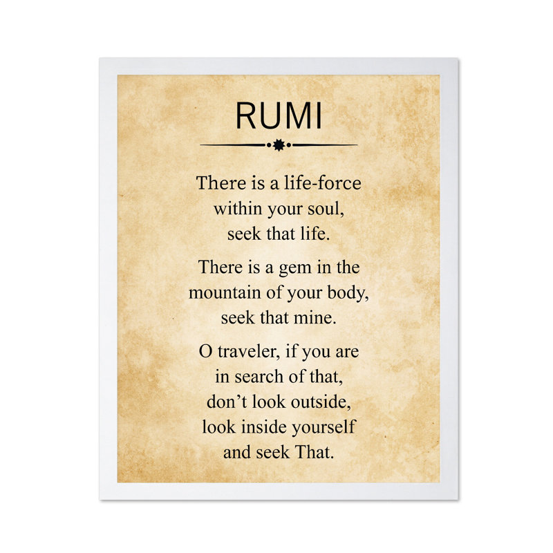 Rumi Poem, Poster, 18"H x 24"W, White Framed