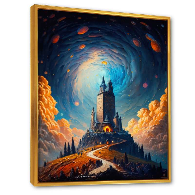 Mayner Blue Mystical Fantasy Castle II, H 20 po x l 12 po x P 1 po, Cadre flottant doré