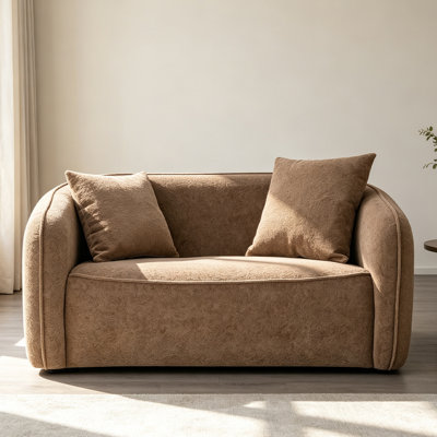 Brown Chenille Loveseat Sofa