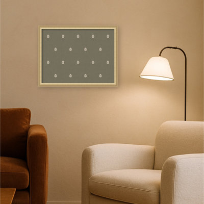Framed Fabric Magnetic Board Green Botanical Block Print Printed Linen Bulletin Board