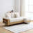 Beige Convertible Sleeper Sofa - 3-4 Seater, Storage, Drop-down Table W/cup Holders