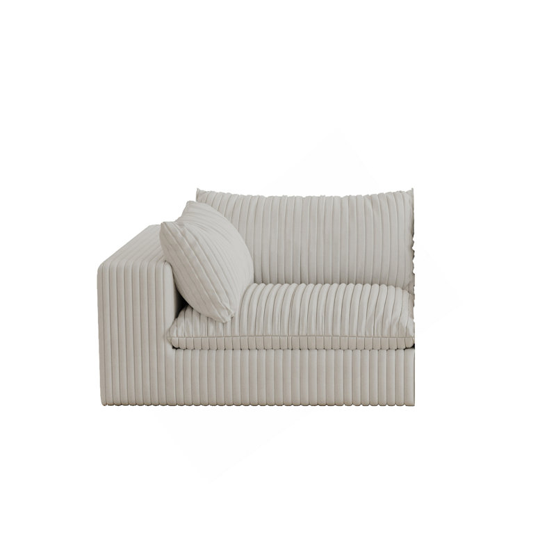 Cloud Sofa,Corduroy Fabric,Deep Seat Couches,Double-Layer Design,Removable  Cushion,No Assembly, DIY Combination For Living Room, Bedroom,Conference Room ,Apartment,White