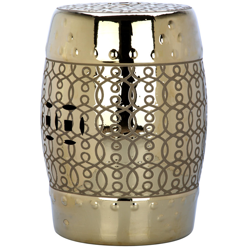 Patrick Ceramic Accent Stool, Gold