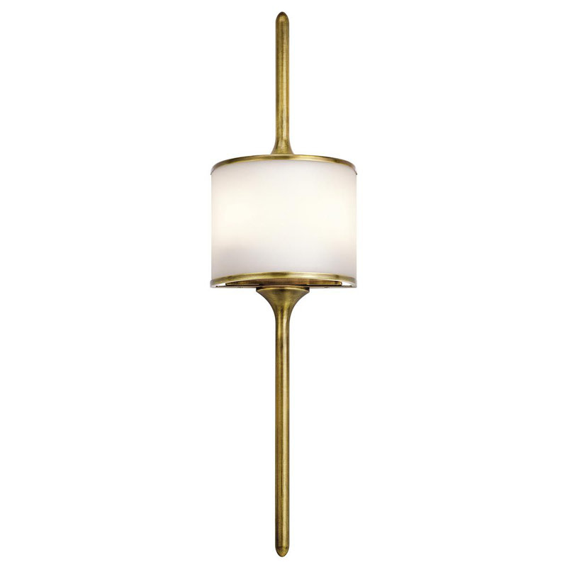 Charlee Glass Flush Mounted Sconce, 76.2cm H x 20.4cm W x 11.7cm D, Natural Brass