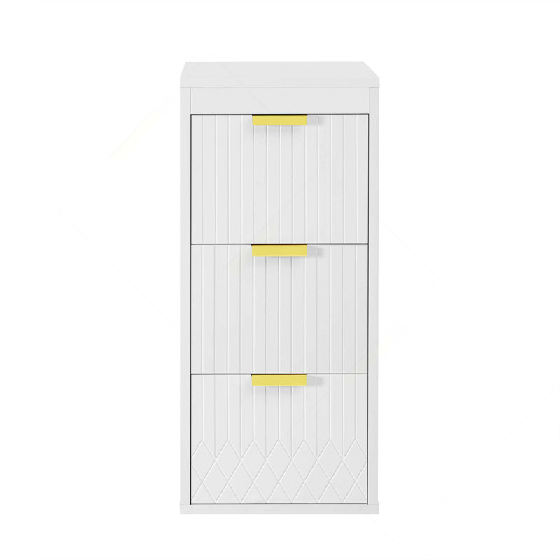 Armoire murale flottante de 12 pouces avec 3 tiroirs pour la salle de bain et le salon (meuble-lavabo non inclus), White