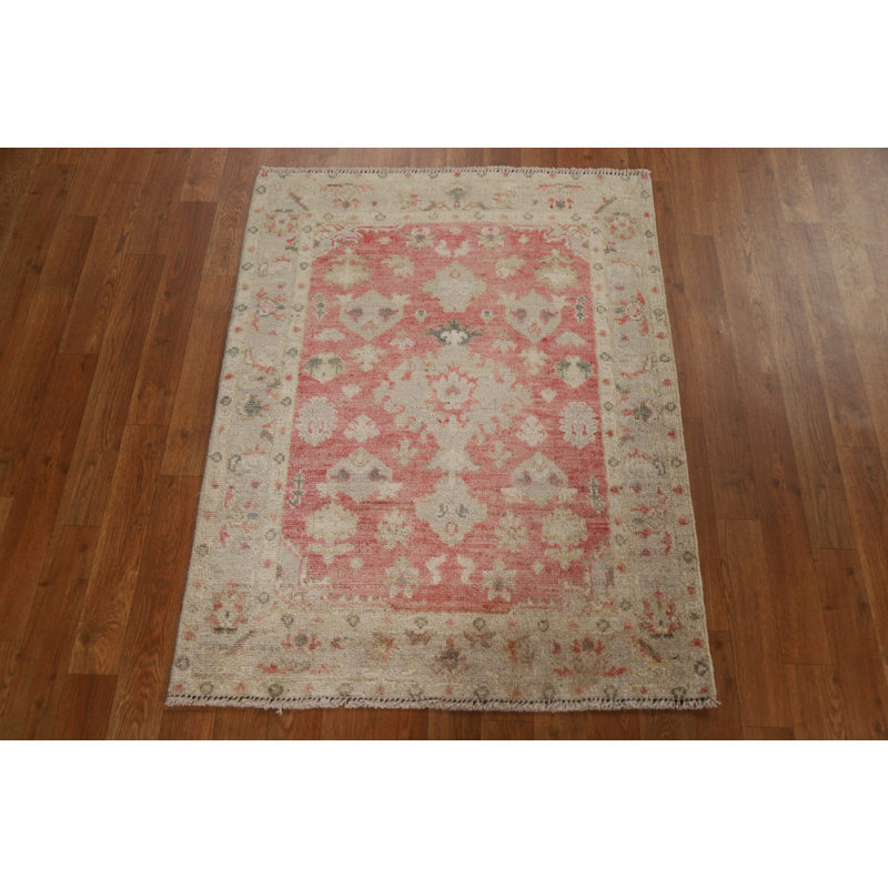 Muted Oushak Geometric Oriental Area Rug 3x4