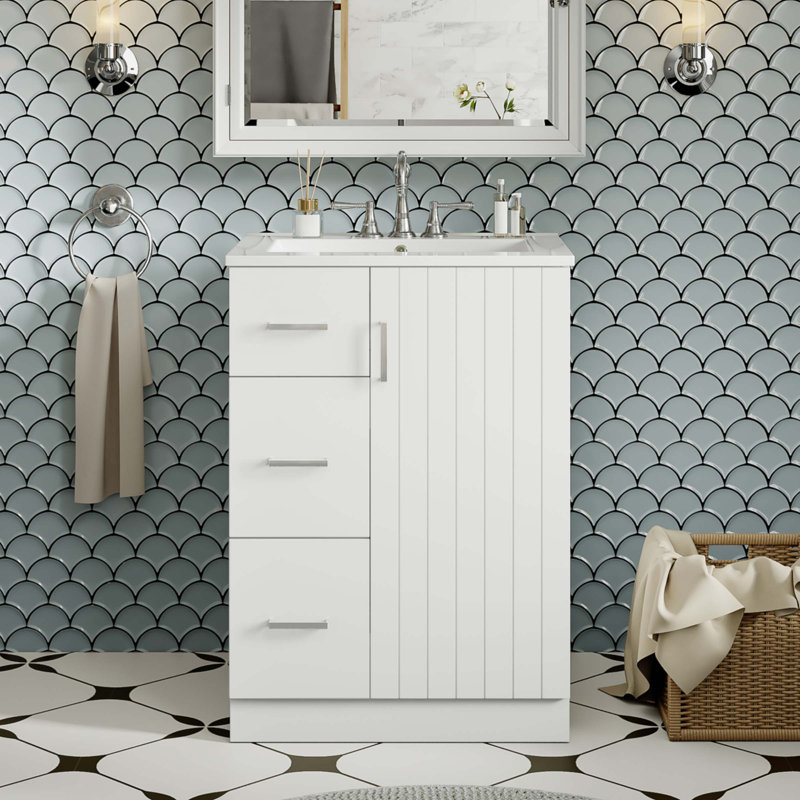 Meuble-lavabo moderne 24 "avec lavabo, Blanc