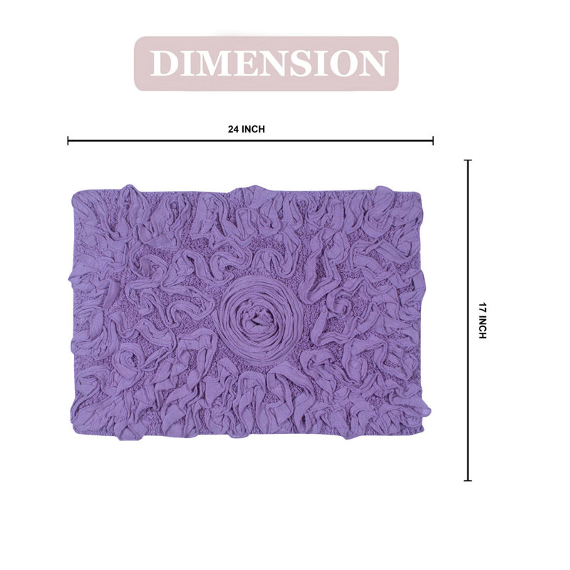 Tapis de bain en coton touffeté à motif floral rose Pascoe, L 17 po x l 24 po, Mauve