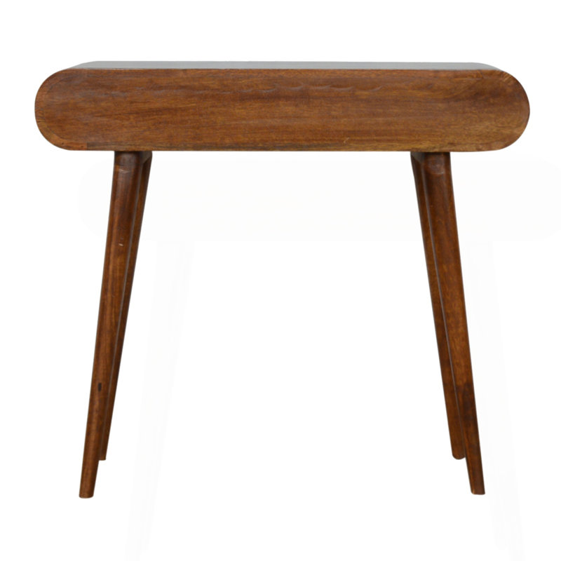 Console en bois massif 2 tiroirs London, châtaignier, brun