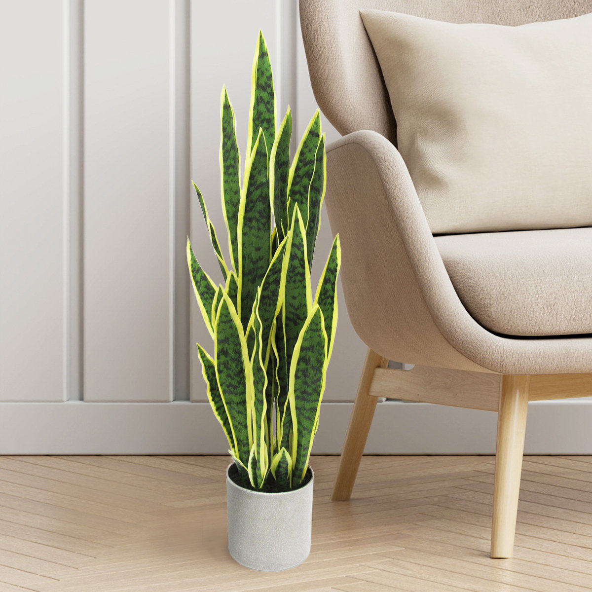 Artificial Sansevieria Snake Plant in Pot, 36'' H x 12.5'' W x 12.5'' D