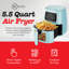 Friteuse à air numérique 5,5 pintes Kitchen Elite, petit séchoir à air 7 en 1, écran DEL, bleu