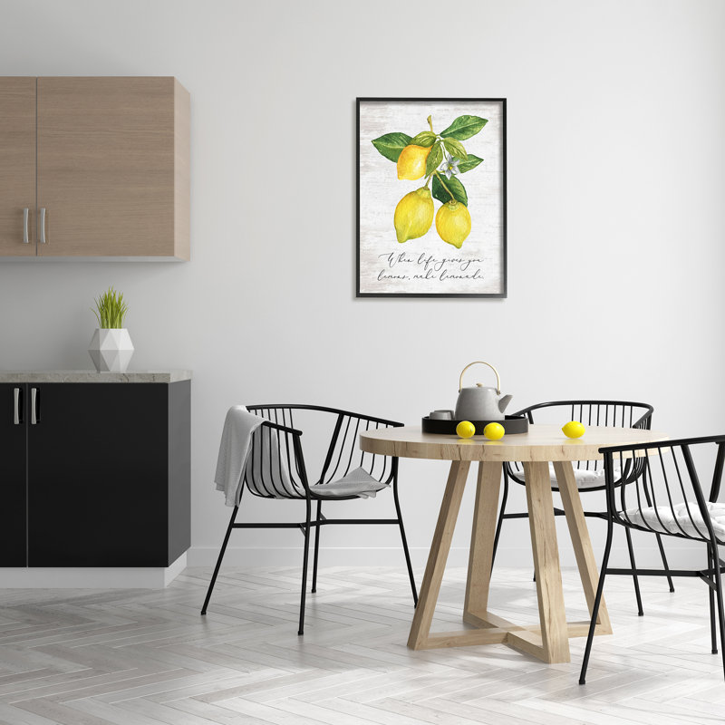 «Life & Lemons Expression on Wood» par impression en lettres et en lignes, H 30 po x l 24 po x P 1,5 po
