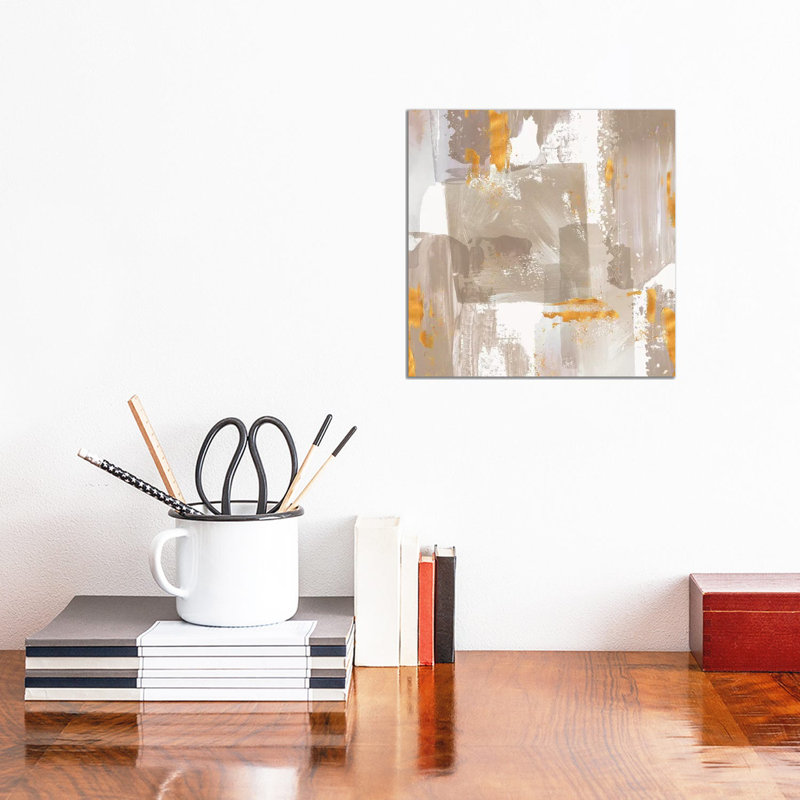 Icescape Abstract Grey Gold II - Wrapped Canvas Gallery-Wrapped Canvas Giclée, 30.48 cm H x 30.48 cm W