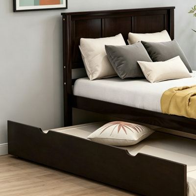 Lit plateforme avec lit gigogne simple, cadre simple, espresso
