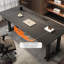 Bureau rectangulaire en bois manufacturé noir + Barenia + acier-14567792