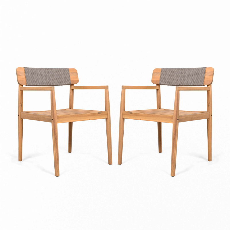 Outdoor Solid Wood Dining Chairs, Gray/Brown