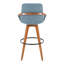 Tabouret de bar 29 po à hauteur fixe avec pivotant en bambou et tissu silencieux avec repose-pieds rond en métal noir-650087107