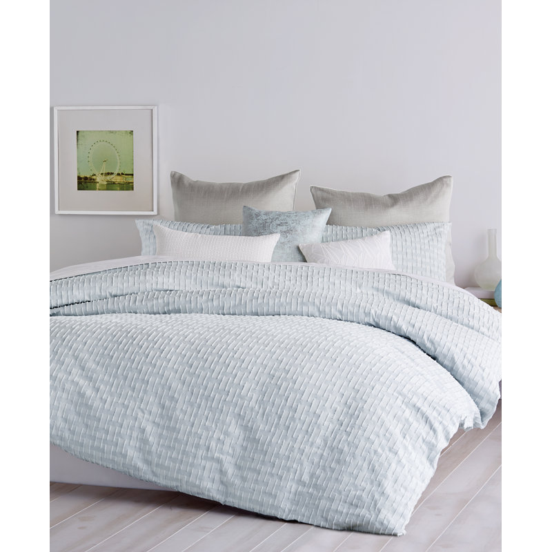 Refresh Geometric Cotton Duvet Cover, Mist, Twin Duvet Cover