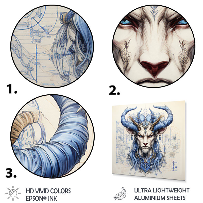 «Blue Mythical Creature», art mural en métal «Mythical Creatures», H 16 po x l 16 po