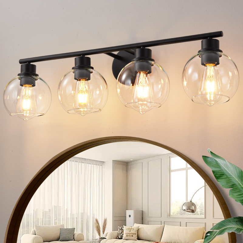 Aanay Dimmable Bathroom Vanity Light, 4, Matte Black