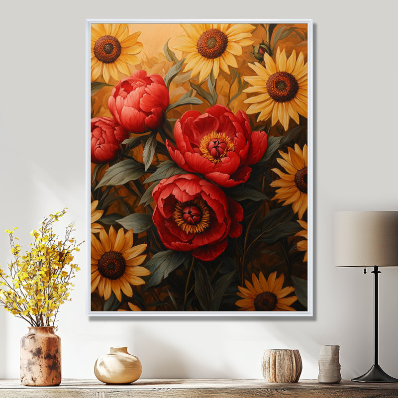 Bollitree - Art mural floral, Impression encadrée, H 20 po x l 12 po, Blanc