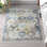 Tapis oriental bleu, jaune et gris tissé au métier mécanique Hillsby