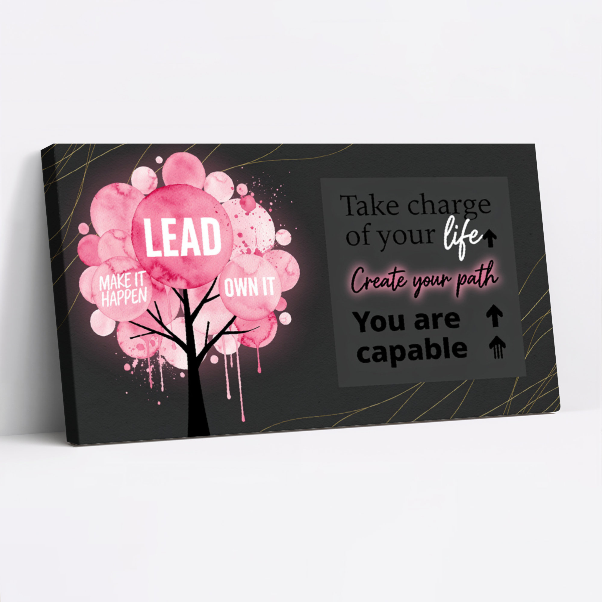 Winston Porter Pink Watercolor Tree With Inspirational Quotes Canvas ...