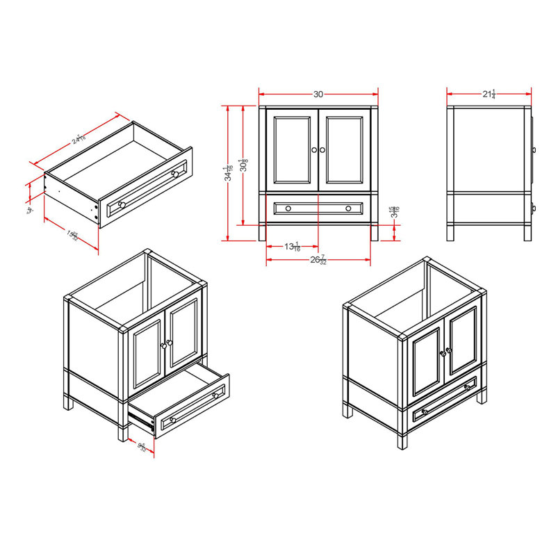 Gray 30-Inch Freestanding Bathroom Vanity with Soft-Close Doors