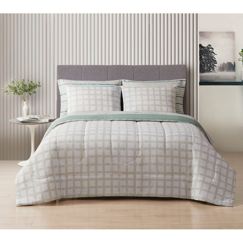 Alfie 7 Piece Mix & Match Bedding Set, Full Comforter + 6 Additional Pieces, Green