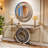 43-Inch Mirrored Console Table With Round Jeweled Decorative Wall Mirror Set Of 2