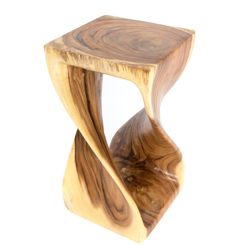 Alvo Solid Wood Accent Stool, Clear