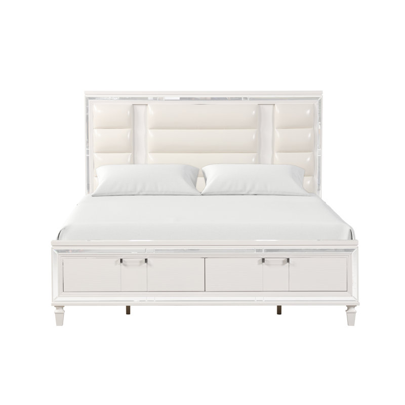 Genoa Queen Storage Bed, Silver Champagne, Queen