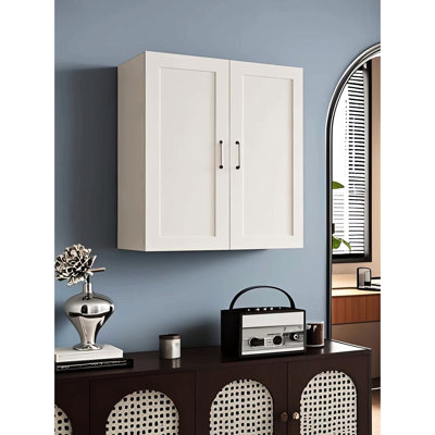 Armoire murale blanche en bois massif pour la cuisine, la salle de bain, la buanderie, 2 tablettes réglables à portes, finition laquée, charnières à fermeture douce, garage imperméable de l 24 po x P 36 po, rangement de bureau, réglable,