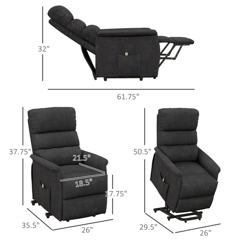 Fauteuil inclinable électrique avec télécommande, Noir