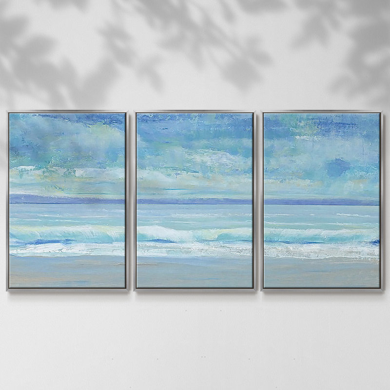 Rolling Surf II, reproduction sur toile 3 pièces, Argent, H 24 po x l 48 po x P 2 po