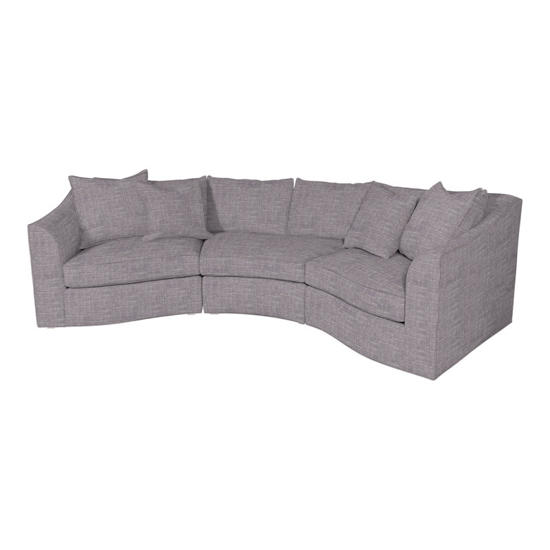 Vanguard 3-Piece Evelyn Quarter Turn Sectional, Nomad Slate Crypton® Chenille, Casa Blanca
