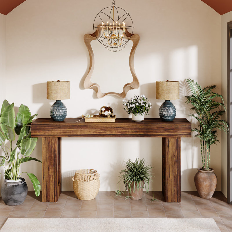 62.99"Long Farmhouse Console Table, Brown
